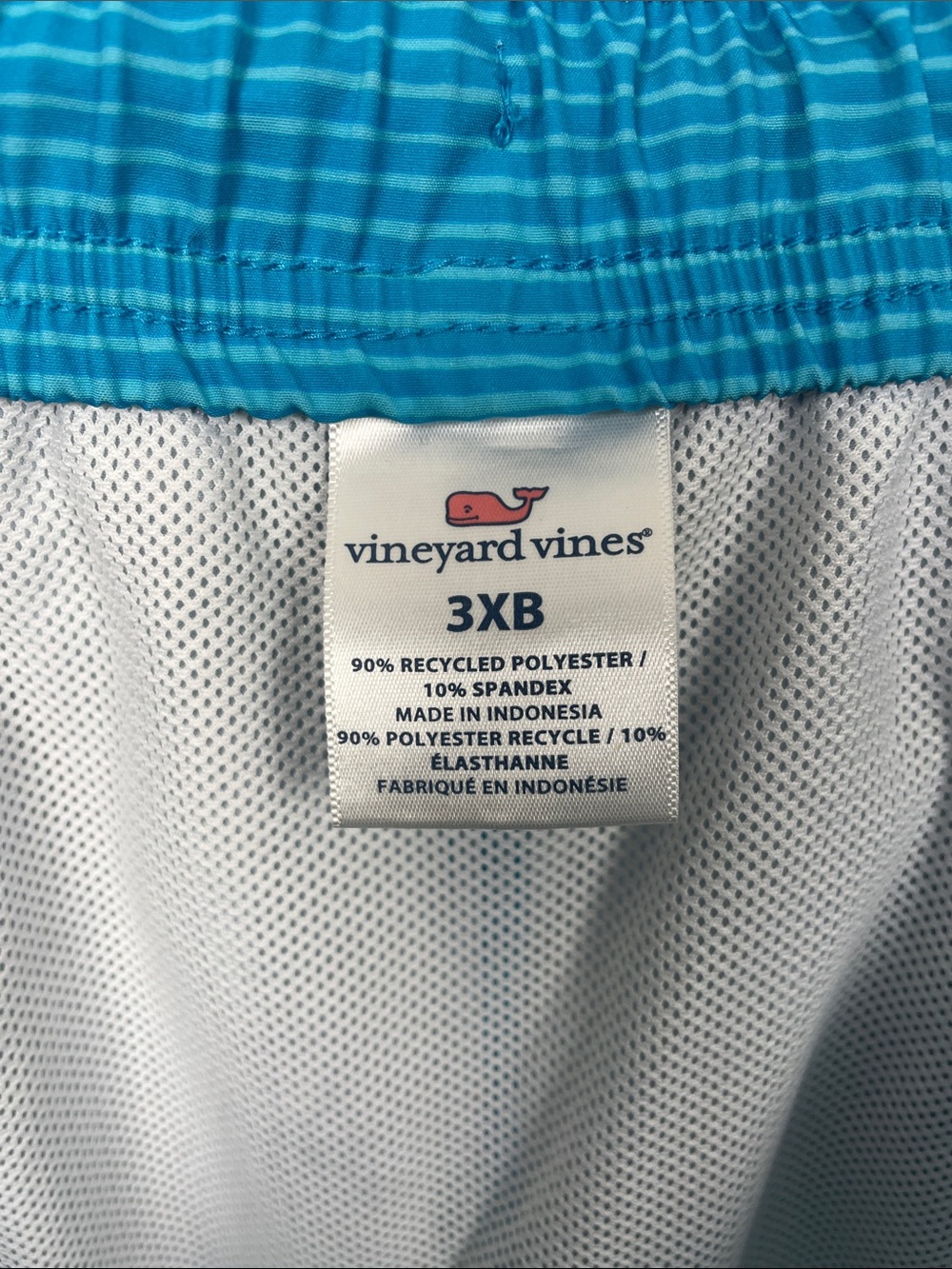 Vineyard Vine Men's 3XB Strip Teal Blue Lined Swim Trunks Shorts with Patch Logo - Picture 9 of 9